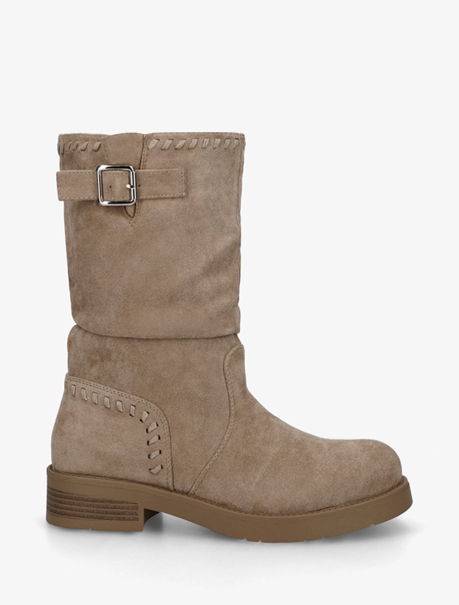 Bottines plissées à bouts ronds - Taupe - 1