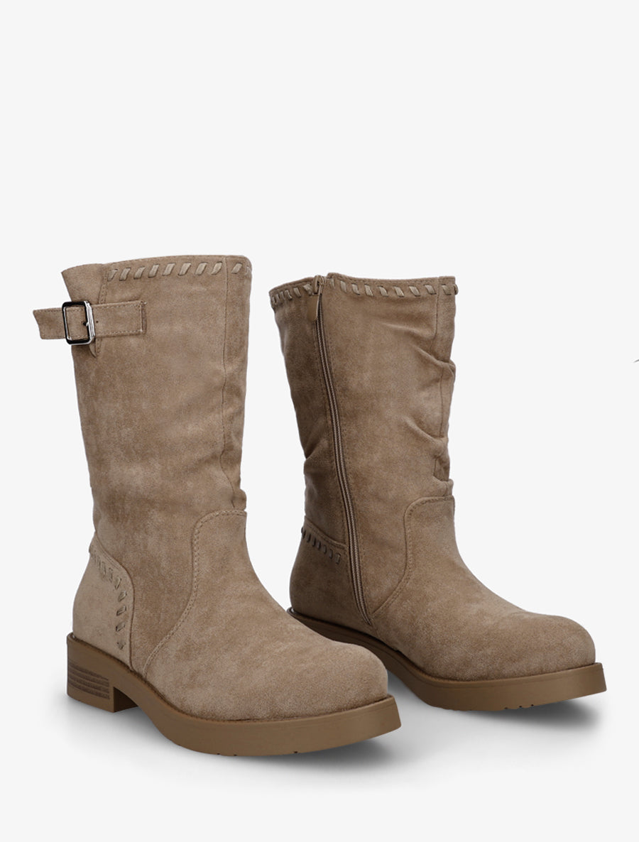 Bottines plissées à bouts ronds - Taupe - 4
