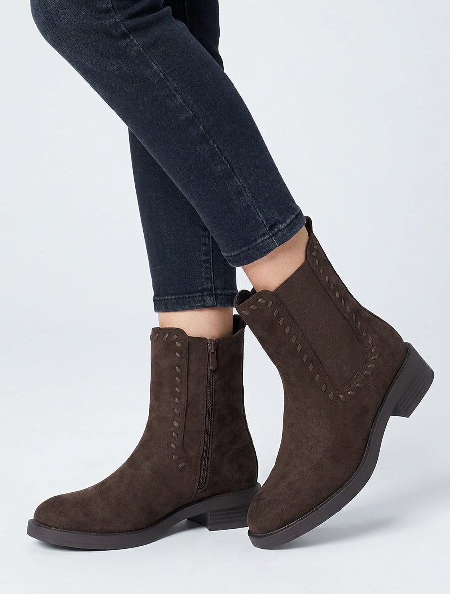 Chelsea boots in suède stijl - Chocolade