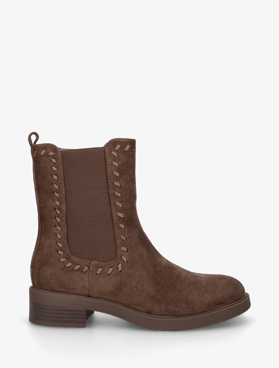 Bottines style chelsea en suédine - Marron - 1