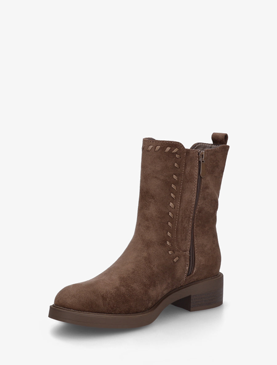 Bottines style chelsea en suédine - Marron - 3