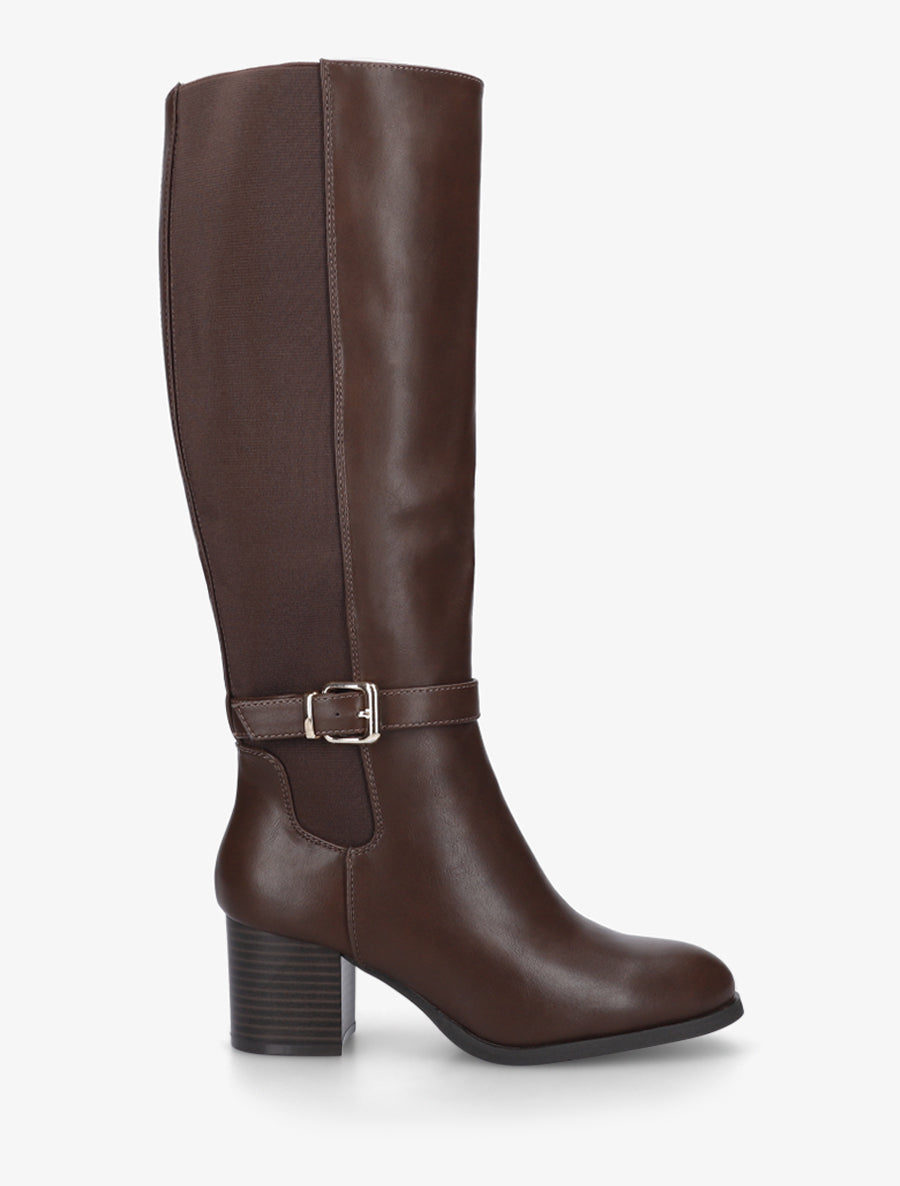 Bottes élastiquées à talon - Marron - 1