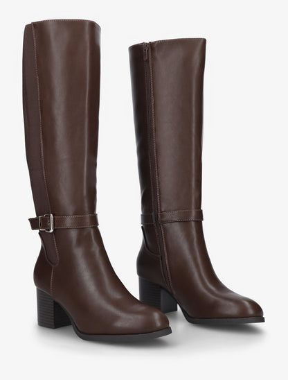 Bottes élastiquées à talon - Marron - 4