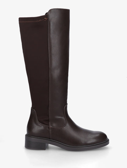 Bottes bimatière unies - Marron - 1