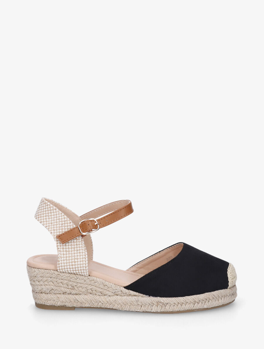 Sandales unies à contrefort à motif damier - Noir - 5