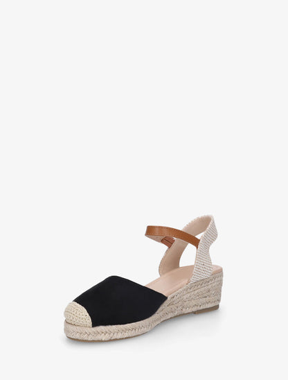 Sandales unies à contrefort à motif damier - Noir - 3