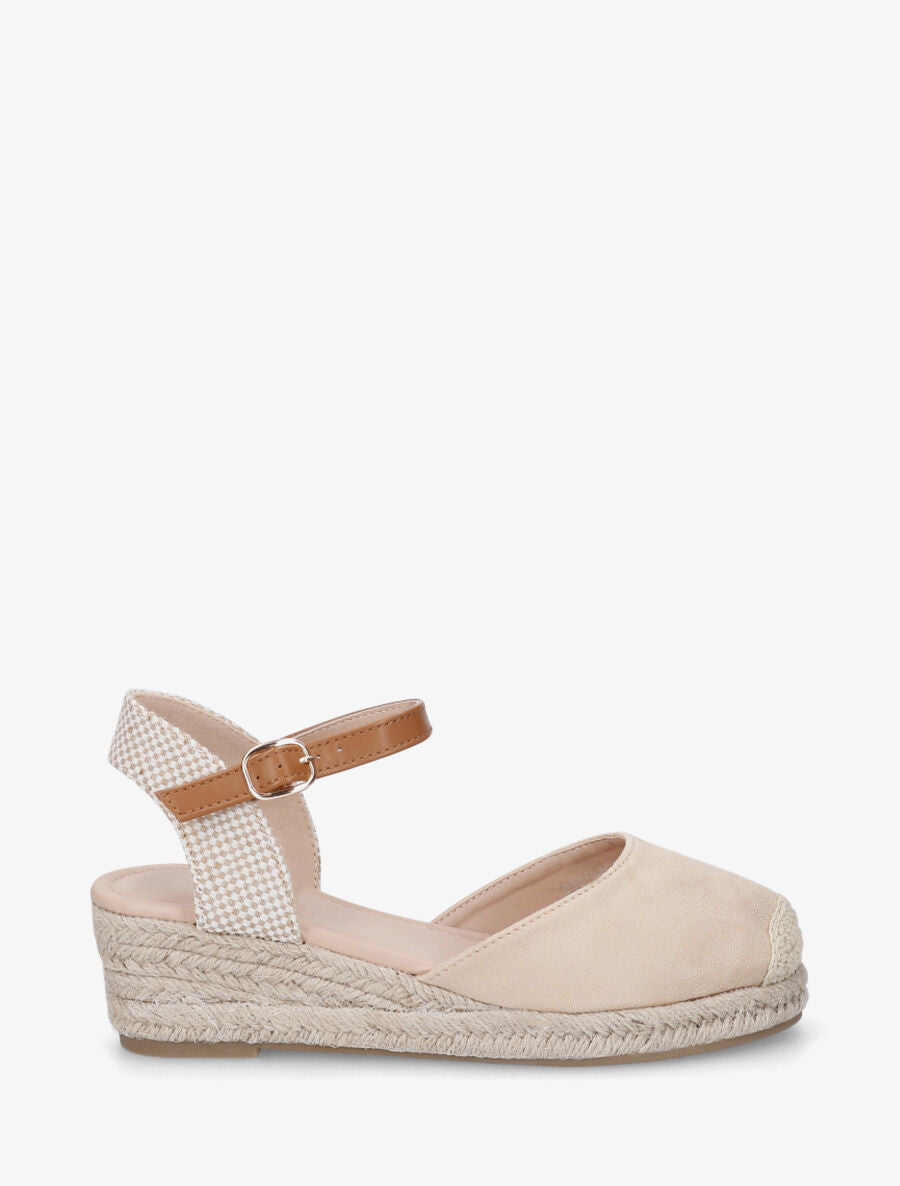Sandales unies à contrefort à motif damier - Beige - 1