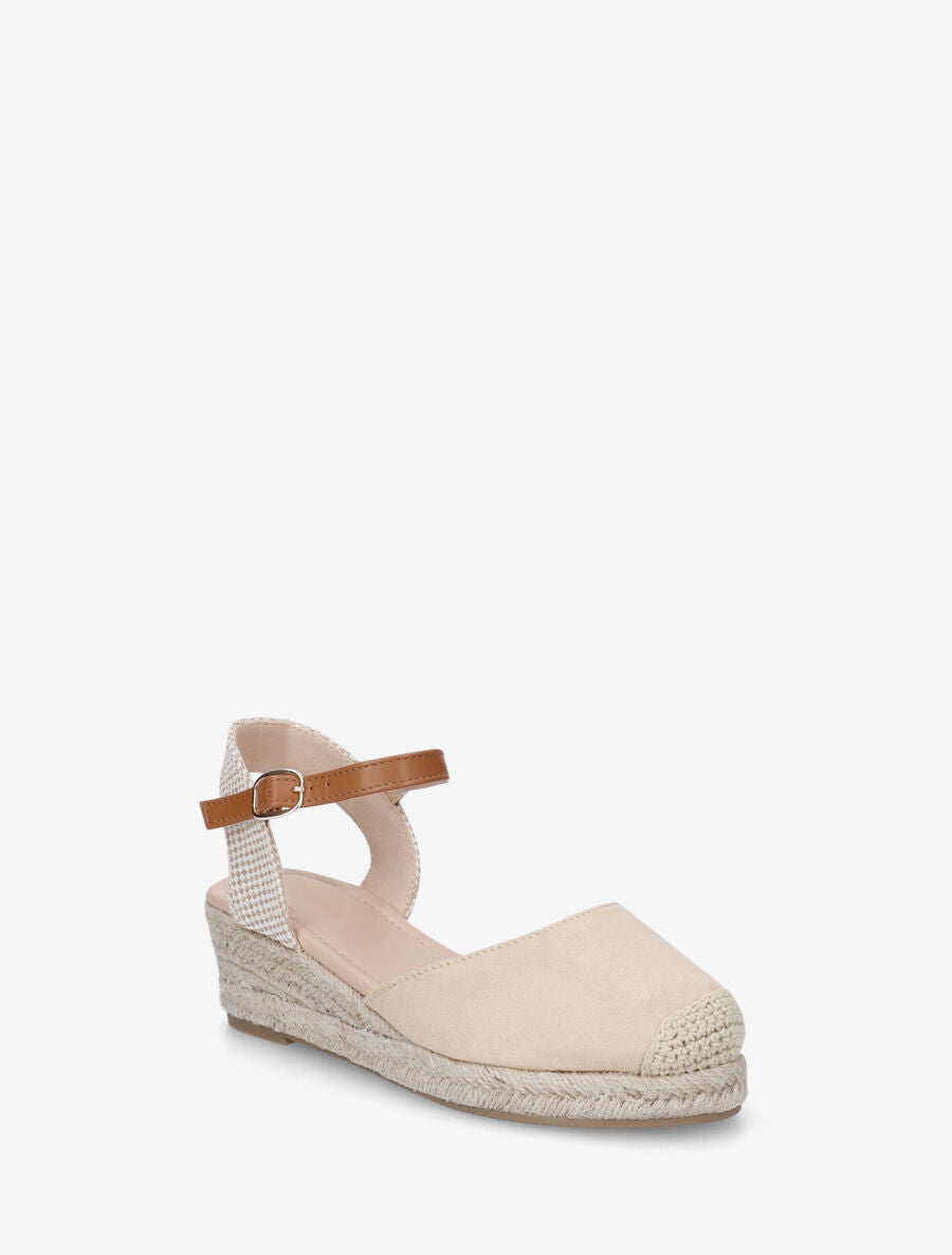 Sandales unies à contrefort à motif damier - Beige - 2
