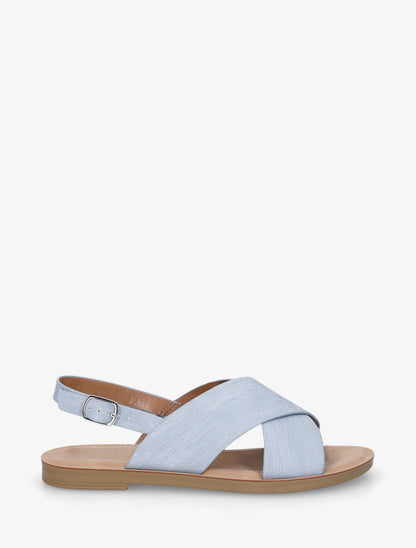 Nu-pieds croisés en tissu - Bleu denim - 5