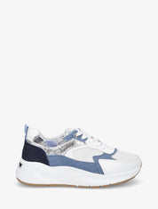 Sneakers à empiècement en tissu et irisés - Marine - 1