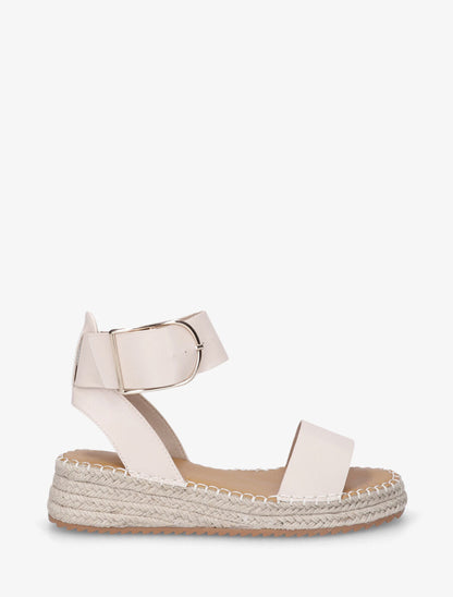 Sandales style espadrille à bride épaisse - Beige - 1