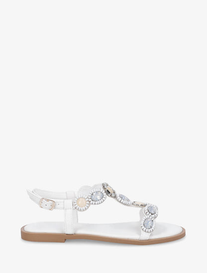 Nu-pieds à perles et pierres - Blanc - 5