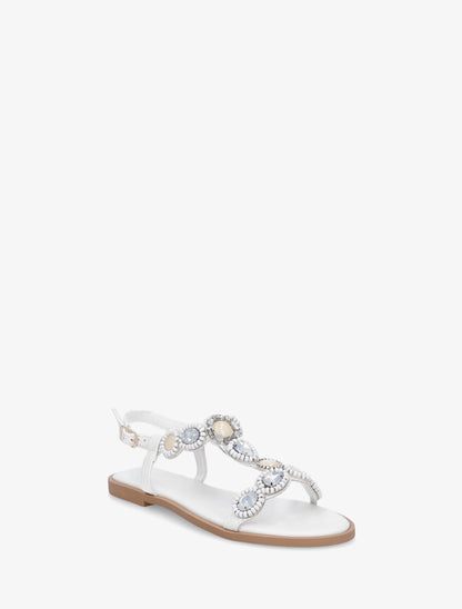 Nu-pieds à perles et pierres - Blanc - 2
