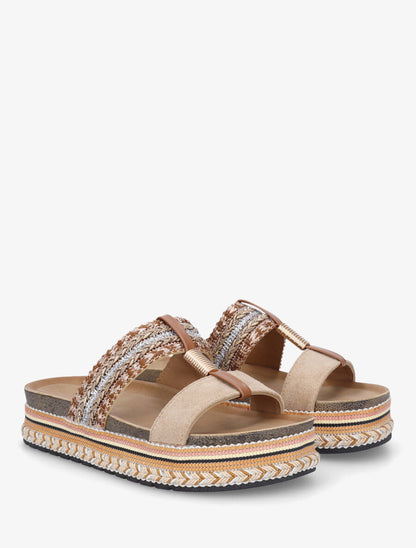 Claquettes à plateforme et bride fantaisie - Taupe - 4