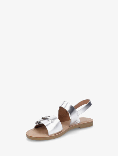 Nu-pieds en simili à boucle métallique - Argent - 3