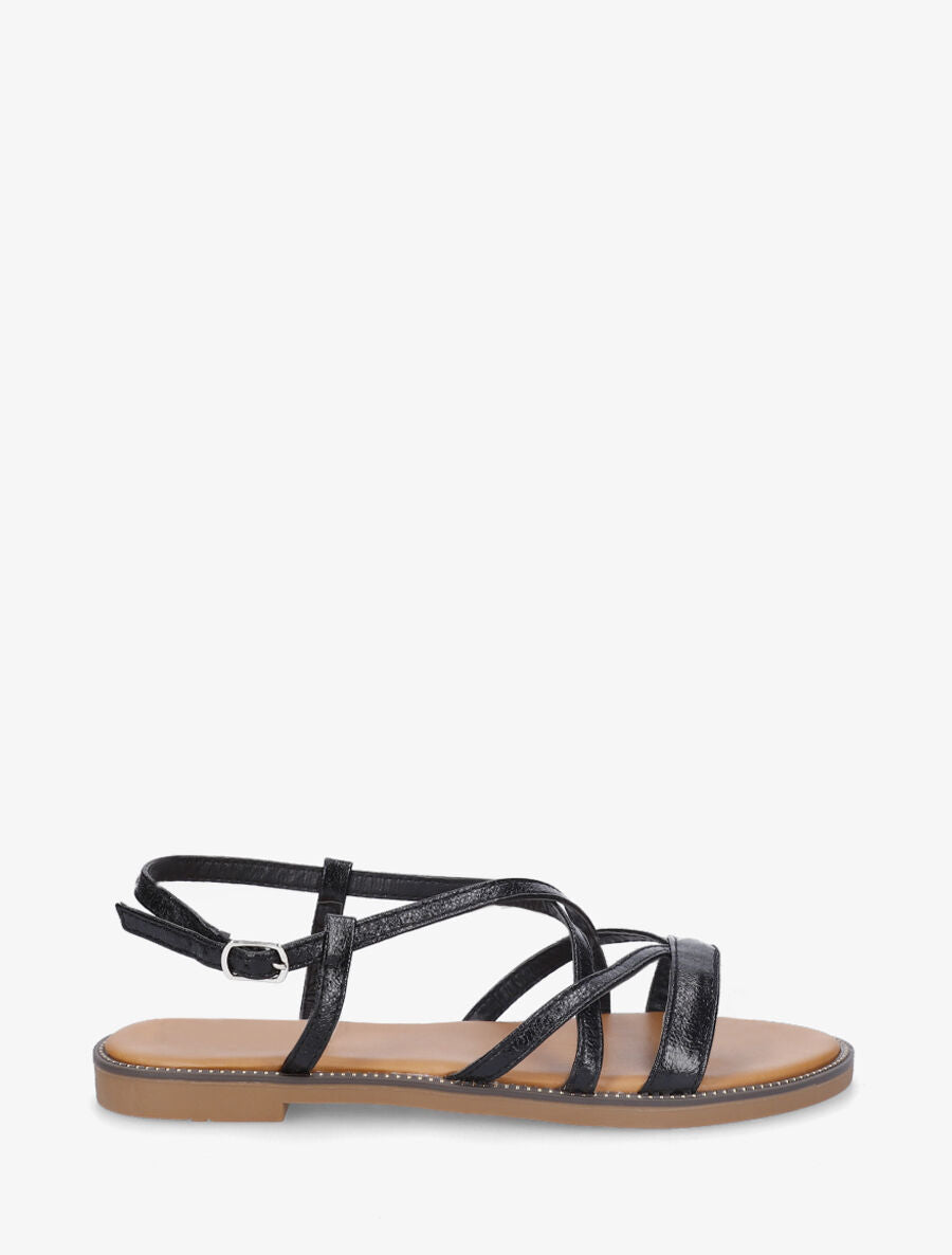 Nu-pieds multibrides en simili nacré - Noir - 1