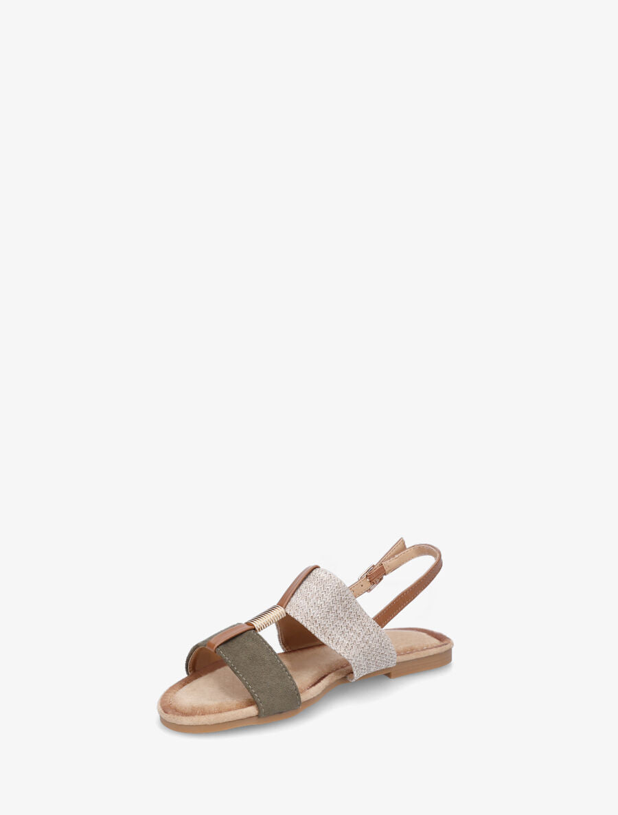 Nu-pieds en suédine et raphia à bijou - Kaki - 3