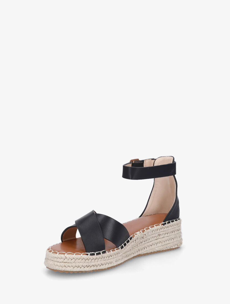 Sandales croisées style espadrille - Noir - 3