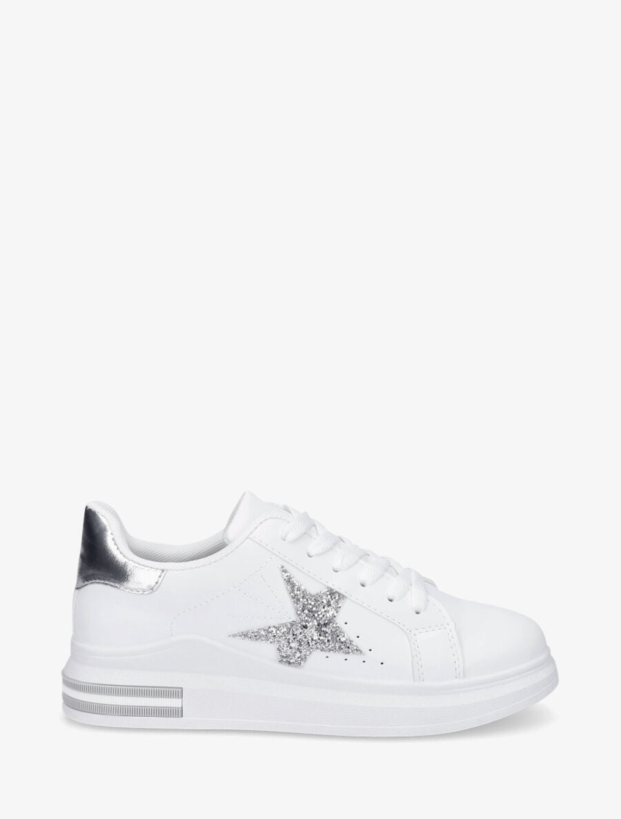 Baskets en simili étoile et paillettes - Blanc - 1