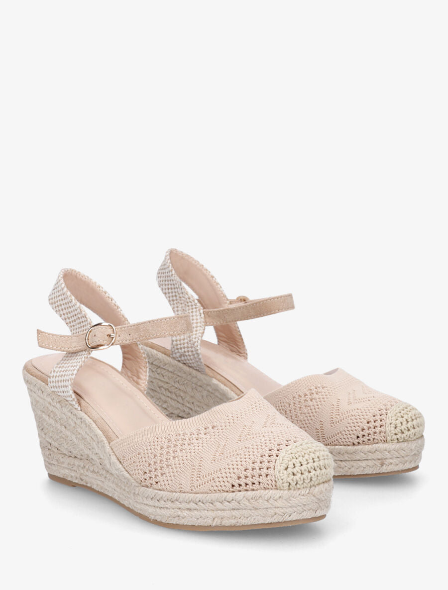 Espadrilles hautes en maille - Beige - 4
