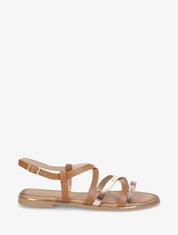 Nu-pieds multi-lanières simili et python - Camel - 1