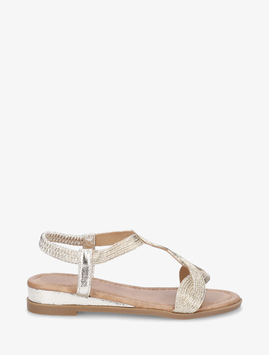 Nu-pieds à bride en T torsadée - Or - 5