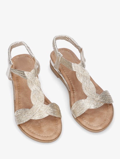 Nu-pieds à bride en T torsadée - Or - 4