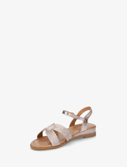 Nu-pieds striés en simili - Rose gold - 3