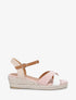 Sandales bi-matière à talon compensé - Rose - 1