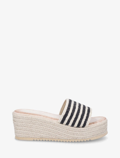 Mules compensées en raphia tressé - Noir - 1
