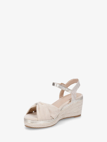 Sandales compensées en suédine style espadrille - Beige - 3
