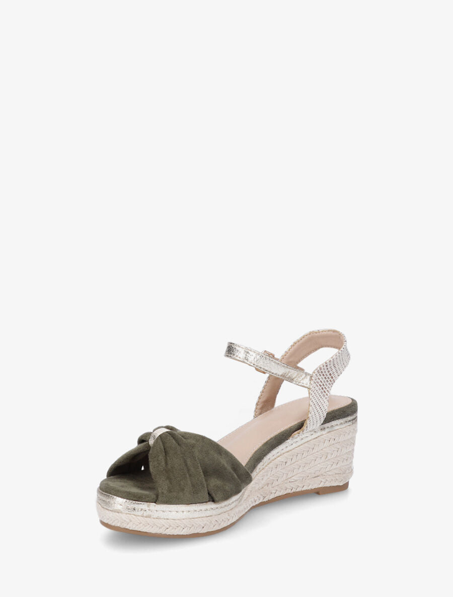 Sandales compensées en suédine style espadrille - Kaki - 3