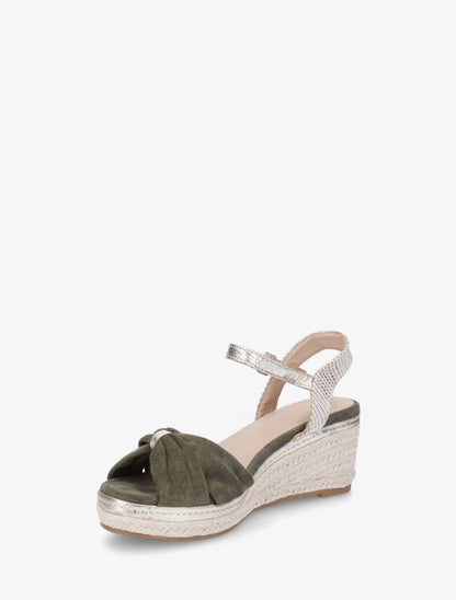 Sandales compensées en suédine style espadrille - Kaki - 3