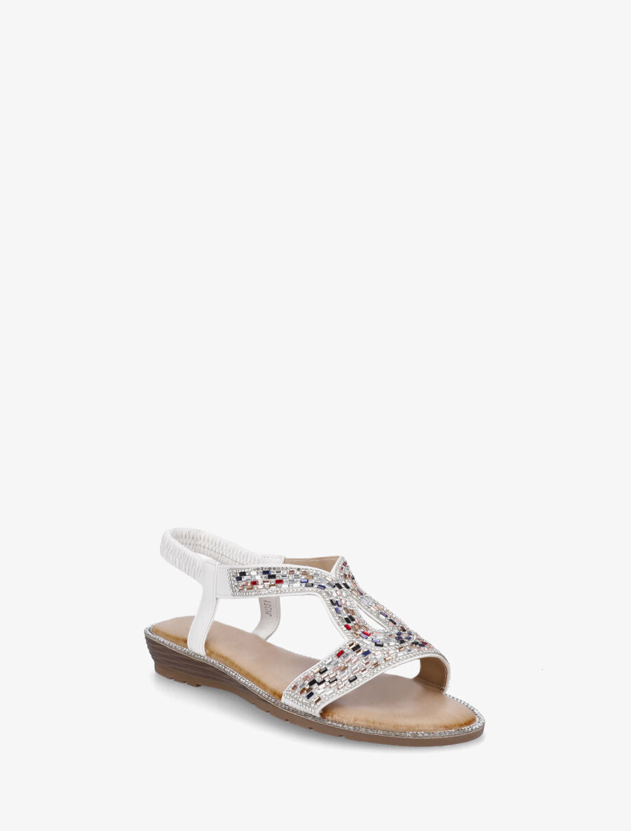 Nu-pieds élastiquées à strass - Blanc - 2