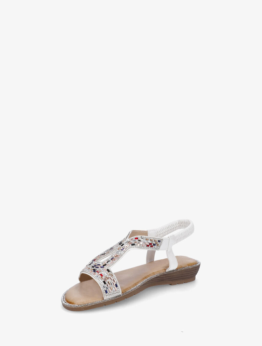Nu-pieds élastiquées à strass - Blanc - 3