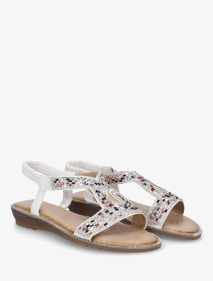 Nu-pieds élastiquées à strass - Blanc - 4