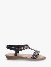 Nu-pieds élastiquées à strass - Noir - 5