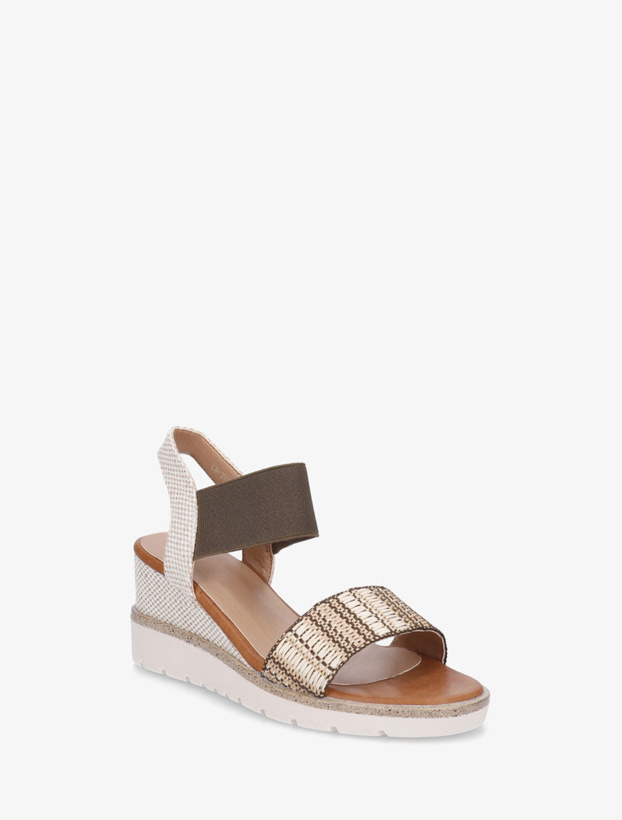 Sandales compensées à bride en raphia - Kaki - 2