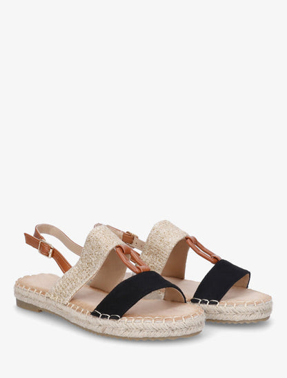 Nu-pieds bi-matière à boucle en simili - Noir - 4