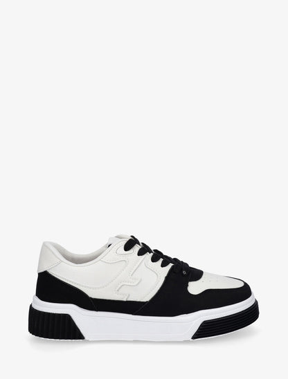 Baskets casual en simili - Noir - 1