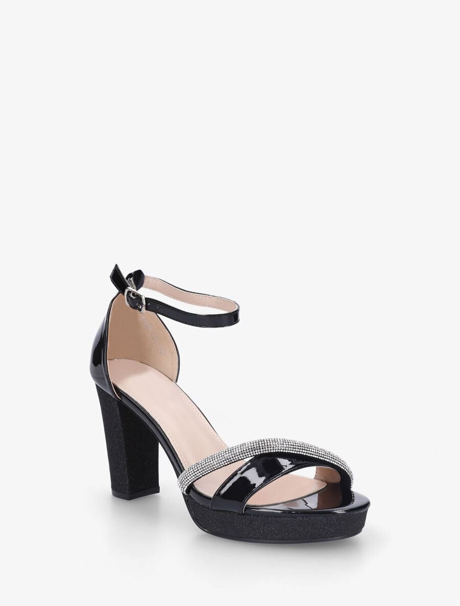 Sandales à plateforme strass et paillettes - Noir - 2