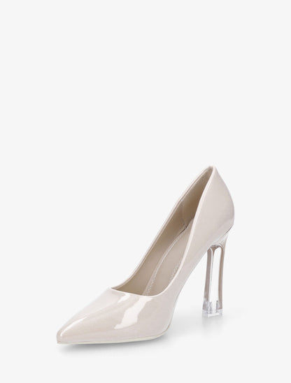 Escarpins pointus à talon aiguille en plexiglass - Beige - 3