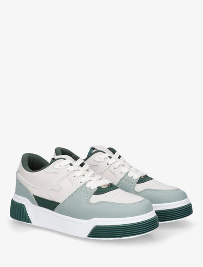 Baskets casual en simili - Vert - 4