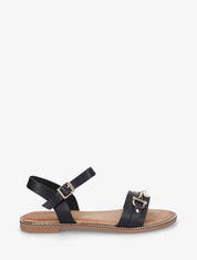 Nu-pieds en simili à boucle fantaisie - Noir - 1