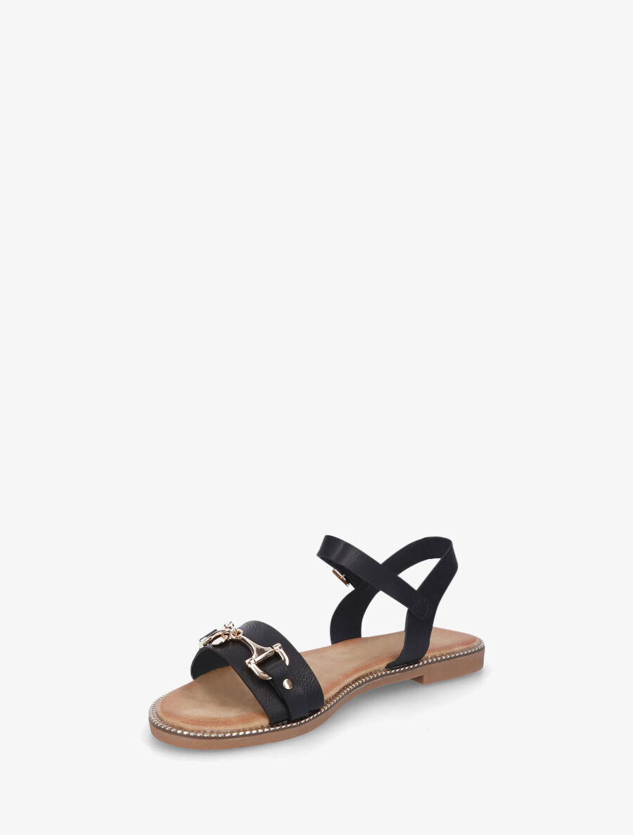 Nu-pieds en simili à boucle fantaisie - Noir - 3
