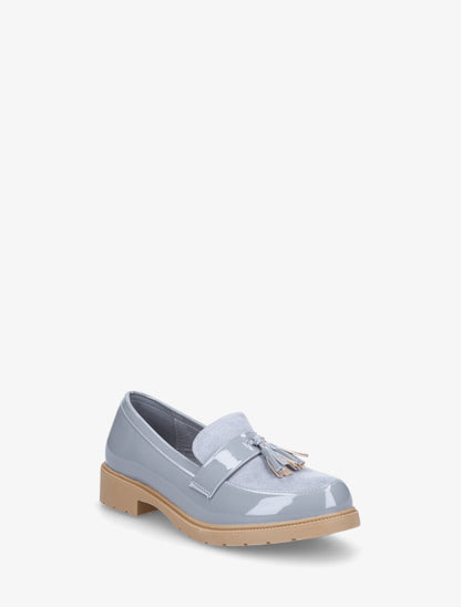 Mocassins bi-matière à pompon - Bleu ciel - 2