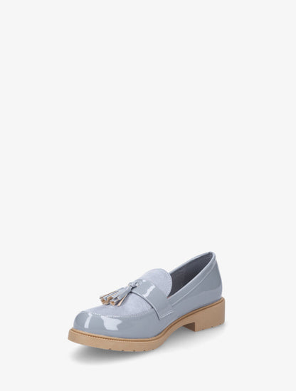 Mocassins bi-matière à pompon - Bleu ciel - 3