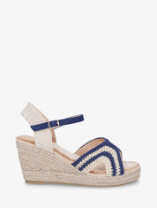 Sandales compensées en crochet - Marine - 1