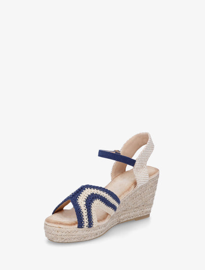 Sandales compensées en crochet - Marine - 3