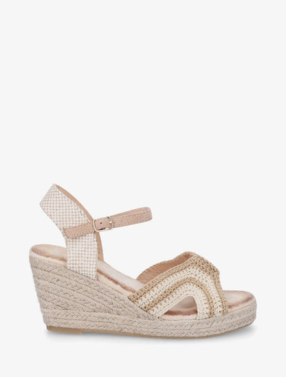 Sandales compensées en crochet - Taupe - 1